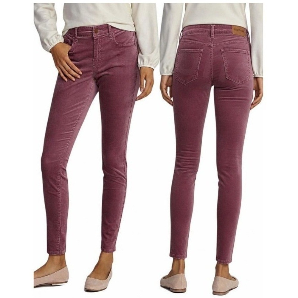 Old Navy Women's Mid Rise VELVET Mauve Rockstar Skinny Jeans Size 6